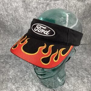 Ford Motor Company Adjustable Size Visor Black Red Orange Flames Fire 601
